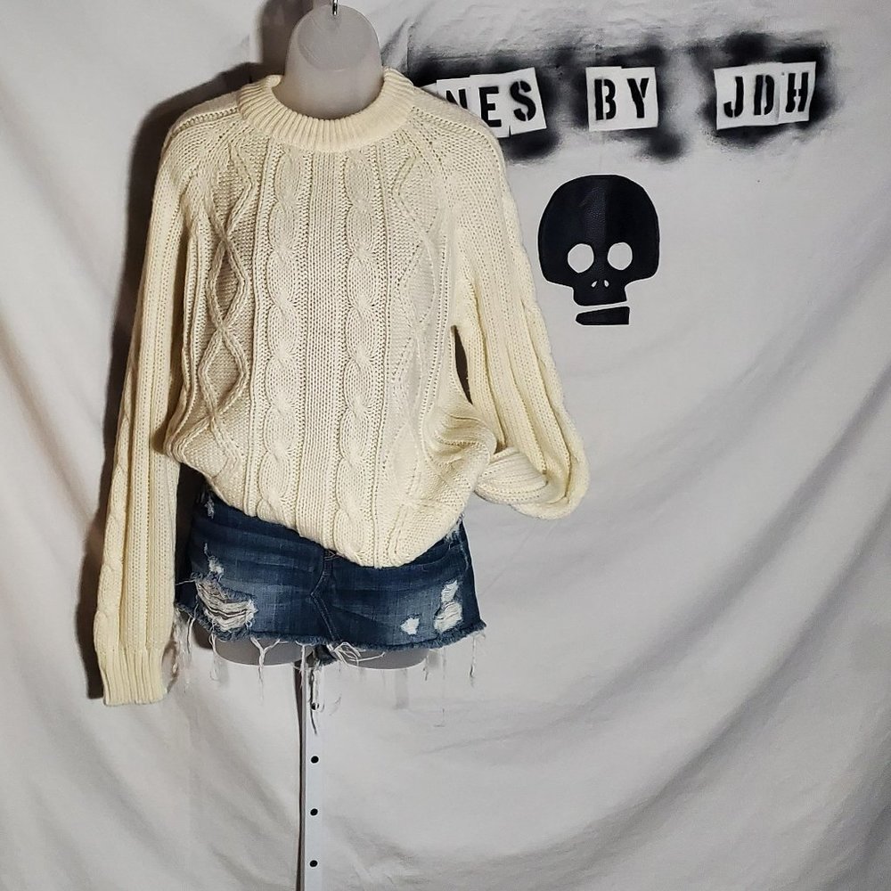 Sigallo Vintage Crewneck Cable Sweater Sz L